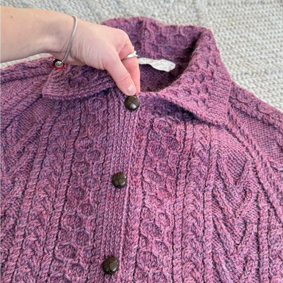 Vintage Una O’Neill 100% Pure Wool Cardigan | Hand Knit Ireland | M - Picture 4 of 10